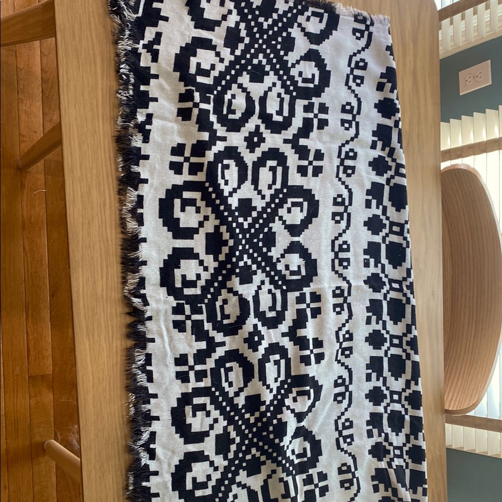 Stylish black and gray geometric print scarf or shawl.